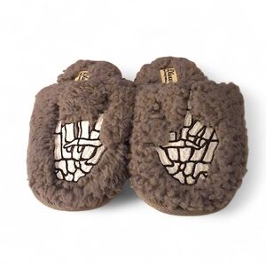 Dluxe by Dearfoams Kids Skeleton Peace Sign Slippers Size 11/12